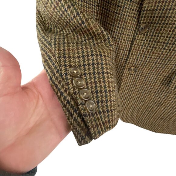 Polo University Club By Ralph Lauren Mens Houndstooth Blazer 43 T Wool Brown - Picture 3 of 12